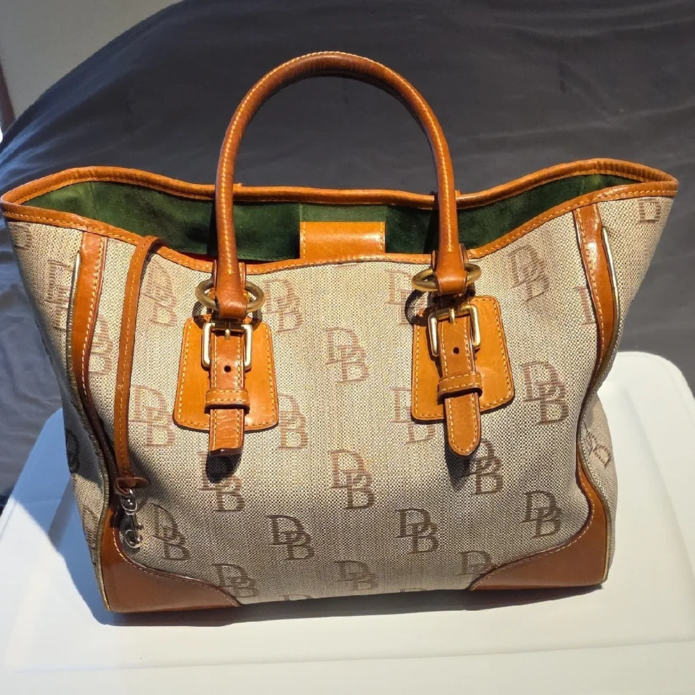 Dooney & Bourke Beige and Brown Signature Tote - Picture 2 of 16